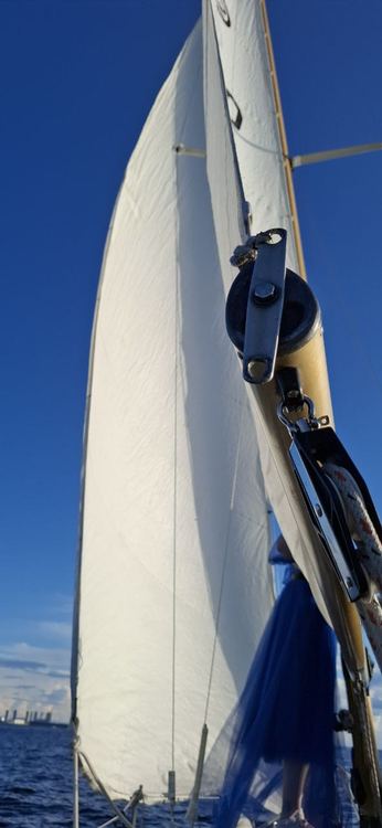 Парус и такелаж на фоне неба